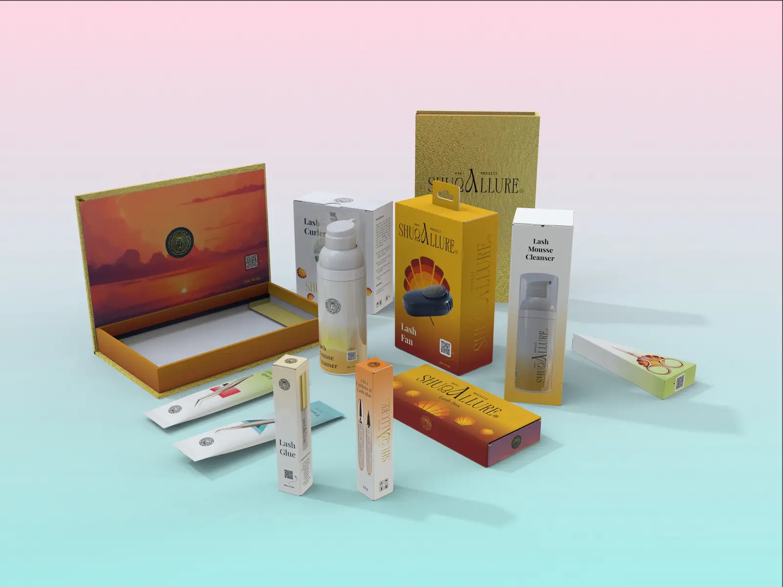 Shuga Allure lash boxes and beauty products